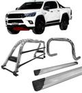 Kit Quebra Mato Estribo Santo Antônio Duplo Hilux 16/20 Cromado