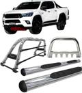 Kit Quebra Mato Estribo Santo Antônio Duplo Hilux 16/20 Cromado Kit Quebra Mato Estribo Santo Antônio Duplo Hilux 16/20 Cromado