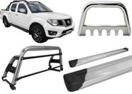 Kit Quebra Mato Santo Antônio H2 Estribo Frontier 08/16 Cromado
