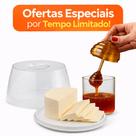 Kit Queijeira Branca Com Tampa + Meleira Porta Suporte De Mel Dispenser De Mel Tampa UZ