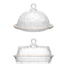 Kit Queijeira e Manteigueira de Cristal Martelado com Fio de Ouro para Mesa Transparente Lyor