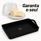 Kit Queijeira Tampa Branca Escorredor + Bandeja Multiuso Café Da Manhã Cozinha Decoração Frios Prato