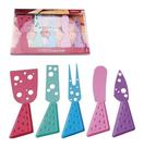 Kit Queijo Frios Petiscos Inox 5 Facas Coloridas Inox