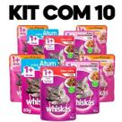 Kit Ração Umida para Gatos Whiskas Com 10 Und Sabores Variados.