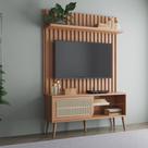 Kit Rack com Painel para TV com tela Palhinha 139cm 100% MDF TB324 Dalla Costa
