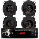 Kit Rádio Automotivo MP3 Kube KU 1100 Bluetooth com 4 Alto Falantes JBL 5 pol 5TRFX55 55W Potenre
