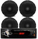 Kit Rádio Automotivo MP3 Player Kube KU1100 Bluetooth e 4 Alto Falantes Bomber 6 pol 55W Potente