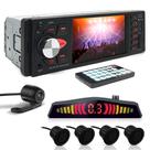 Kit Rádio C/ Tela + Câmera Ré + Sensor Ré Preto Fosco Emborrachado Nissan Kicks 2016 2017 USB Bluetooth
