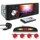 Kit Rádio C/ Tela + Câmera Ré + Sensor Ré Vermelho Onix 2017 2018 2019 2020 USB Bluetooth