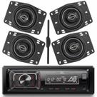Kit Rádio JBL Celebrity 150 BT USB FM com 04 Alto Falante 4 pol Bomber BBR Triaxial 240W e Antena Universal Eletrônica Amplificada ST900