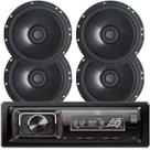 Kit Radio Jbl Som Automotivo + 4x Alto Falante Bomber 6 Pol