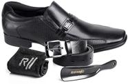 Kit Rafarillo Sapato Social Masculino Em Couro Legítimo Preto + Cinto + Meia + Calçadeira 34054-00
