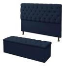 Kit Raissa Cabeceira De Cama Box e Calçadeira Baú Casal Queen 160 Cm Suede Azul Marinho Lupesa Móveis Ltda Kit Raissa Cabeceira De Cama Box e Calçadeira Baú Casal Queen 160 Cm Suede Azul Marinho Lupesa Móveis Ltda