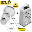Kit Ralador e Peneiras Inox Coador 12,14 e 16 CM Fatiador 4 Faces Alimentos Utensilios Cozinha