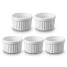Kit Ramequim Porcelana 5 Pecas 90ml Branco Forno Microondas Geladeira Petiscos Molhos Sobremesas