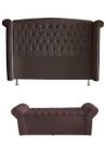 Kit Realeza Cabeceira De Cama Box e Calçadeira Baú Casal 140 Cm Suede Rosê Do Lar Móveis