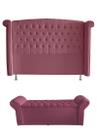 Kit Realeza Cabeceira De Cama Box e Calçadeira Baú King 195 Cm Suede Rosa Claro Do Lar Móveis