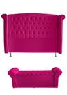 Kit Realeza Cabeceira De Cama Box e Calçadeira Baú King 195 Cm Suede Rosa Pink Eli Móveis