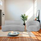 Kit Recamier Curvo Amsterdã 140cm e Poltrona Amore Luxo Linho