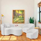Kit Recamier Curvo Sala de Estar Inglaterra 150cm Lado Direito e 2 Poltronas Orgânica Luxo Amore Bouclé