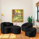 Kit Recamier Curvo Sala de Estar Inglaterra 150cm Lado Direito e 2 Poltronas Orgânica Luxo Amore Linho Kit Recamier Curvo Sala de Estar Inglaterra 150cm Lado Direito e 2 Poltronas Orgânica Luxo Amore Linho