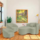 Kit Recamier Curvo Sala de Estar Inglaterra 150cm Lado Esquerdo e 2 Poltronas Orgânica Luxo Amore Bouclé