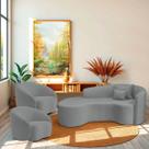 Kit Recamier Curvo Sala de Estar Inglaterra 180cm Lado Esquerdo e 2 Poltronas Orgânica Luxo Amore Bouclé