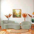Kit Recamier Curvo Sala de Estar Inglaterra 200cm Lado Direito e 2 Poltronas Orgânica Luxo Amore Bouclé