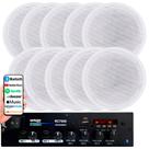 Kit Receiver Amplificador Som Ambiente Rc7000 Orion Bluetooth Usb Aux 4Ch 2Mic + 10 Arandela Alto Falante Embutir Teto