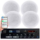 Kit Receiver Amplificador Som Ambiente Rc7000 Orion BT Usb Aux 4Ch 2Mic + 4 Arandela Alto Falante Embutir Teto Parede