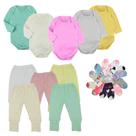 Kit Recém Nascido 22 Pçs Body Manga Longa Calça e Meias Bebê