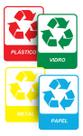 Kit Reciclagem: Placas Papel + Plástico + Vidro + Metal