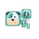 Kit Refeição 5 Peças Mundo Animal Unik menino um babador de brinde Kit Refeição 5 Peças Mundo Animal Unik menino um babador de brinde