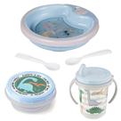 Kit Refeição Alimentação Infantil Bebê Prato Copo Pote Papinha Dino Dinossauro Meninos