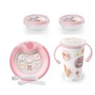 Kit Refeição Bebê Infantil Prato Térmico Ventosa Copo Mágico 360º e Potes Bichinhos Petit