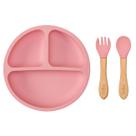 Kit Refeição Bebê Prato E Talheres Em Silicone E Bambu - Buba Baby