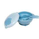 Kit Refeição Com Compartimento e Talheres Azul - Buba
