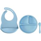 Kit Refeição de Silicone Buba - Azul (Prato, Babador e Colher)
