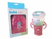 Kit Refeição e Copo de Treinamento Buba - Tema Foguete Rosa