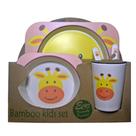 Kit Refeição Infantil 5 Pçs Fibra De Bambu Estampa Divertida Kit Refeição Infantil 5 Pçs Fibra De Bambu Estampa Divertida