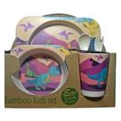 Kit Refeição Infantil 5 Pçs Fibra De Bambu Estampa Divertida Kit Refeição Infantil 5 Pçs Fibra De Bambu Estampa Divertida