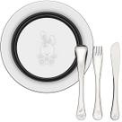 Kit Refeição Infantil Aço Tramontina Alimentação Le Petit Prato Talheres com Desenho em Alto Relevo Ergonômico e Brilhante Tema Coelho