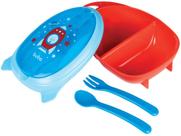 Kit Refeição Infantil Buba Foguete 3 Peças Azul e Vermelho