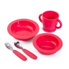 Kit Refeição Infantil Completo 5 Peças Vermelho Moda Do Chef