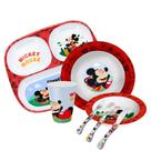 Kit Refeição Infantil Melamina Mickey Disney 7 Peças Pratos, Tigela e Copo Melamina - Tuut