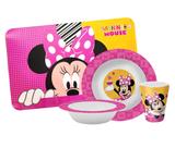 Kit Refeição Infantil Minnie 4 Peças Melamina Prato, Tigela, Copo e Lugar Americano - Tuut