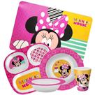 Kit Refeição Infantil Minnie Disney 5 Peças Melamina Pratos, Tigela, Copo e Lugar Americano - Tuut Kit Refeição Infantil Minnie Disney 5 Peças Melamina Pratos, Tigela, Copo e Lugar Americano - Tuut