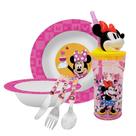 Kit Refeição Infantil Minnie Disney 6 Peças Prato, Tigela, Copo 3D e Talheres Kit Refeição Infantil Minnie Disney 6 Peças Prato, Tigela, Copo 3D e Talheres