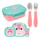 Kit Refeição Infantil Unicórnio + Talheres + Pote Buba Kit Refeição Infantil Unicórnio + Talheres + Pote Buba