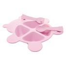 Kit Refeição Prato 2 Talheres de Bambu Baby Bear Rosa - Lyor